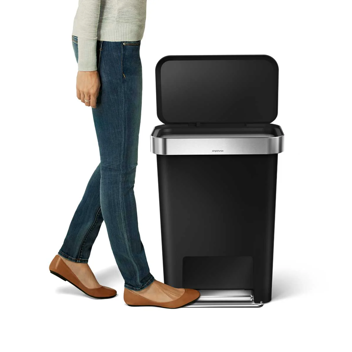45L Plastic Rectangular Step Can with Liner Pocket (CB) - Image 4