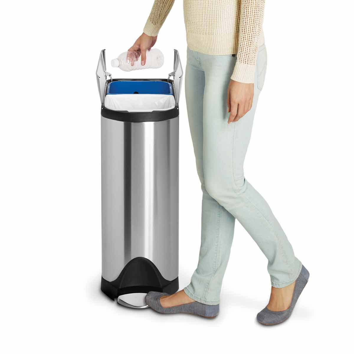 40L Dual Compartment Butterfly Step Can - Image 3