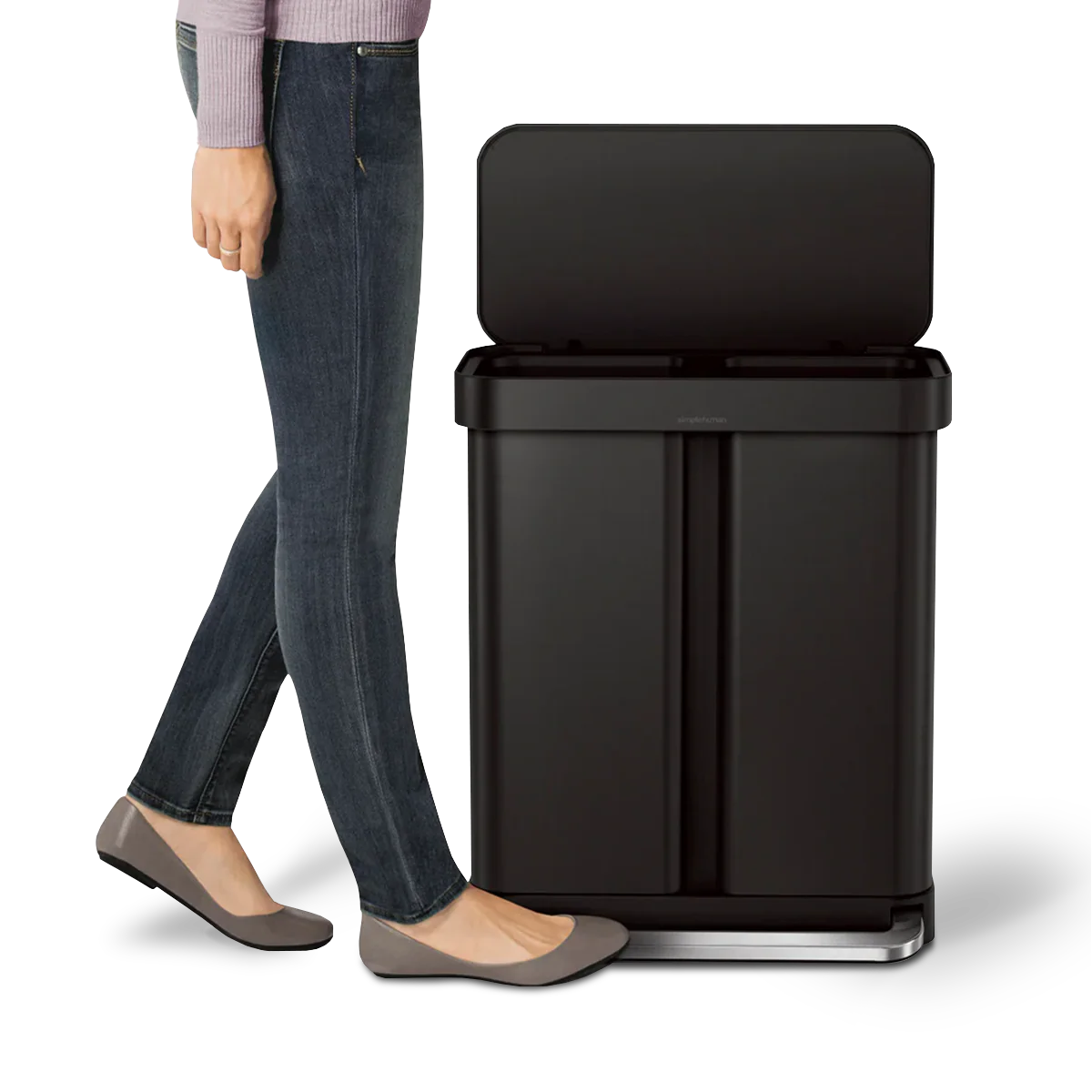 58L Dual Compartment Rectangular Step Can with Liner Pocket - Image 10