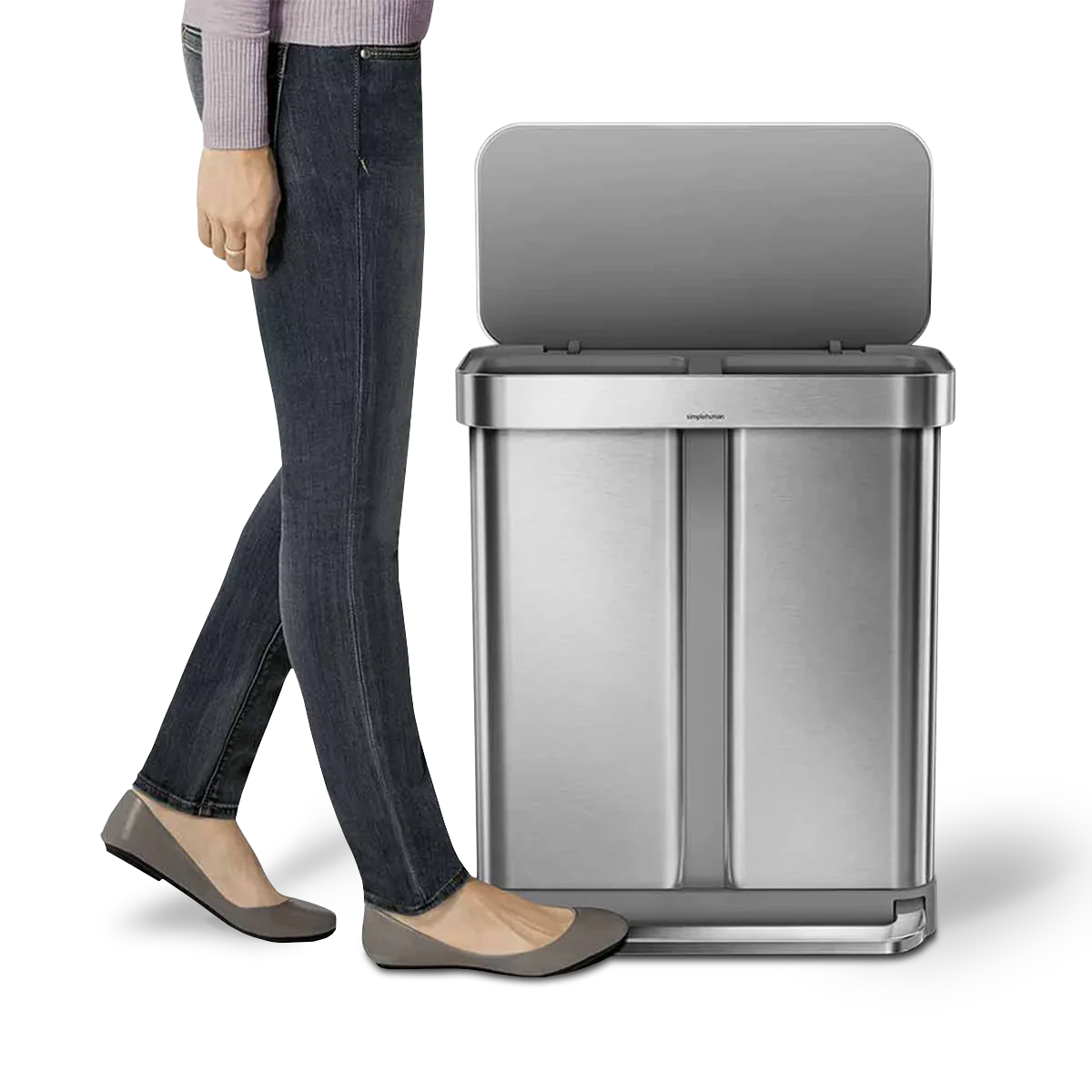 gen1 58L dual compartment rectangular sensor can with voice and motion control - Image 6