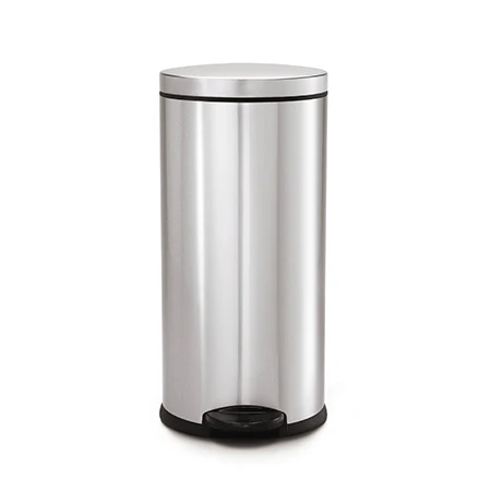 studio 30 litre round step can, brushed stainless steel