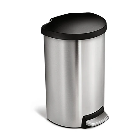 studio 40 litre semi-round step can, brushed stainless steel plastic lid