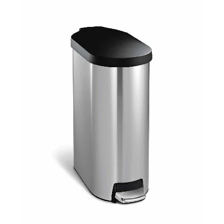 studio 45 litre slim step can, brushed stainless steel plastic lid